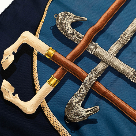 Pre-Loved Hermes Cannes et Pommeaux Silk Scarf - Picture 5 of 8